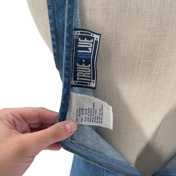 90s Denim Floral Embroidered Mini-Dress Small - Picture 9 of 9